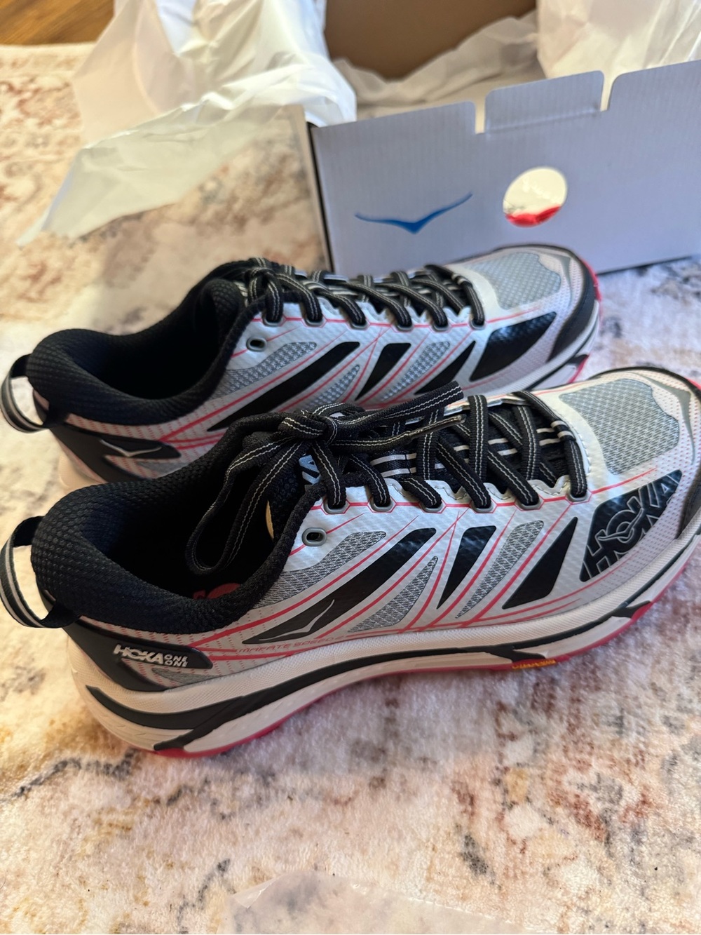 Wsize 8/MSize 7 - Hoka One One HOKA Mafate Speed 2 Galactic Grey Ruby Red NEW